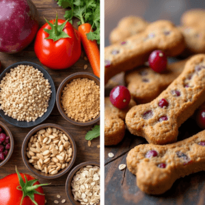close-up of making-homemade-dog-treats with visible ingredients 