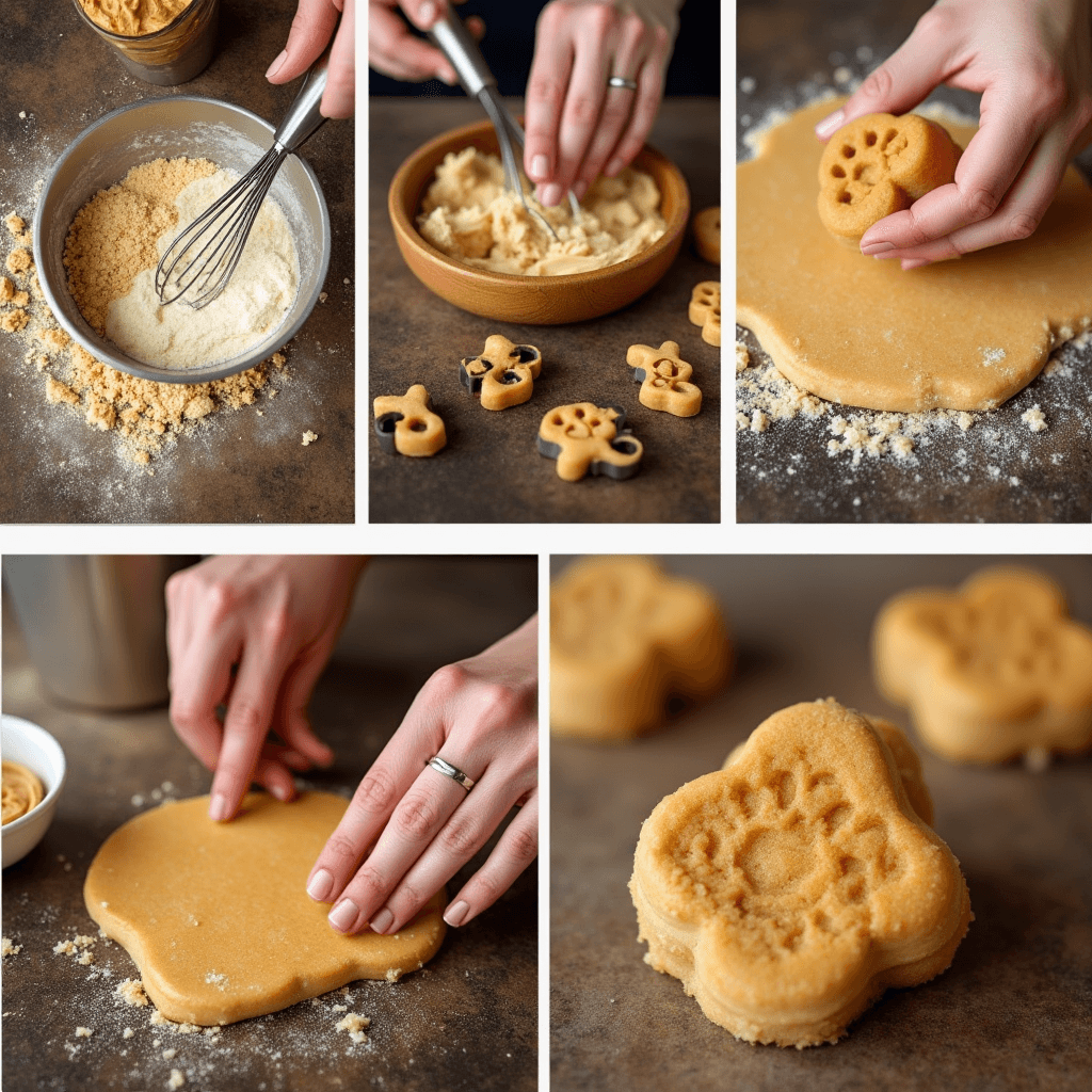 Step-by-step collage of making dog biscuits